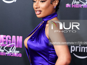 Megan Thee Stallion (Megan Jovon Ruth Pete) arrives at the Los Angeles Premiere Of Amazon Prime Video's 'Megan Thee Stallion: In Her Words'...