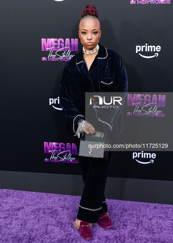 Nneka Onuorah arrives at the Los Angeles Premiere Of Amazon Prime Video's 'Megan Thee Stallion: In Her Words' held at the TCL Chinese Theatr...