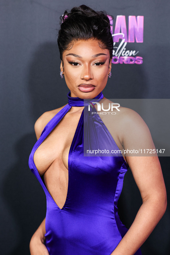 Megan Thee Stallion (Megan Jovon Ruth Pete) arrives at the Los Angeles Premiere Of Amazon Prime Video's 'Megan Thee Stallion: In Her Words'...