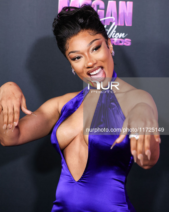 Megan Thee Stallion (Megan Jovon Ruth Pete) arrives at the Los Angeles Premiere Of Amazon Prime Video's 'Megan Thee Stallion: In Her Words'...