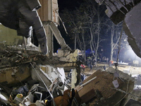 A section of a nine-storey residential building is destroyed by a Russian glide bomb in Kharkiv, Ukraine, on October 31, 2024. An 11-year-ol...