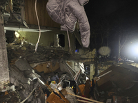 A section of a nine-storey residential building is destroyed by a Russian glide bomb in Kharkiv, Ukraine, on October 31, 2024. An 11-year-ol...