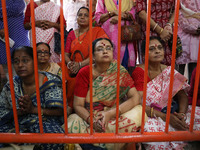 Ridhima Jana, a 9-year-old girl dressed as a Kumari, is worshiped by devotees during rituals to celebrate the Hindu festival of Kali Puja at...