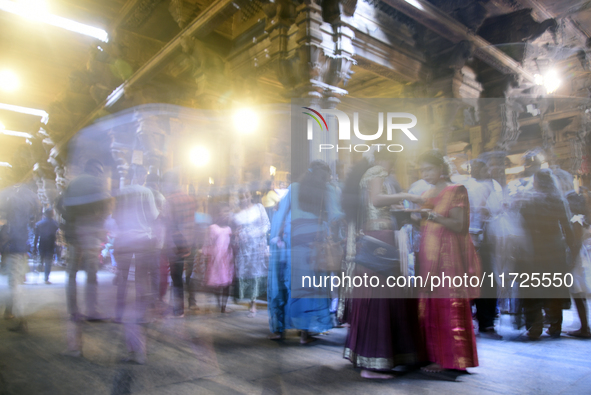 Hindu devotees attend the Deepavali festival in Colombo, Sri Lanka, on October 31, 2024. Deepavali, also known as Diwali, is a vibrant festi...