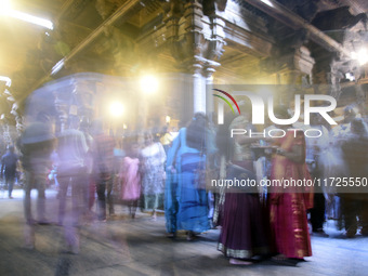 Hindu devotees attend the Deepavali festival in Colombo, Sri Lanka, on October 31, 2024. Deepavali, also known as Diwali, is a vibrant festi...