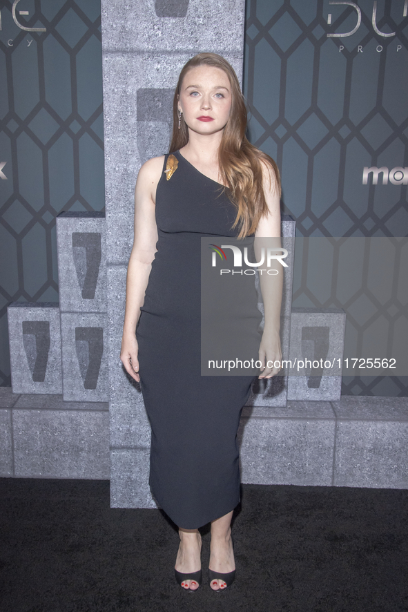 Jessica Barden attends the world premiere of HBO's ''Dune: Prophecy'' at Jazz at Lincoln Center in New York, USA, on October 30, 2024. 