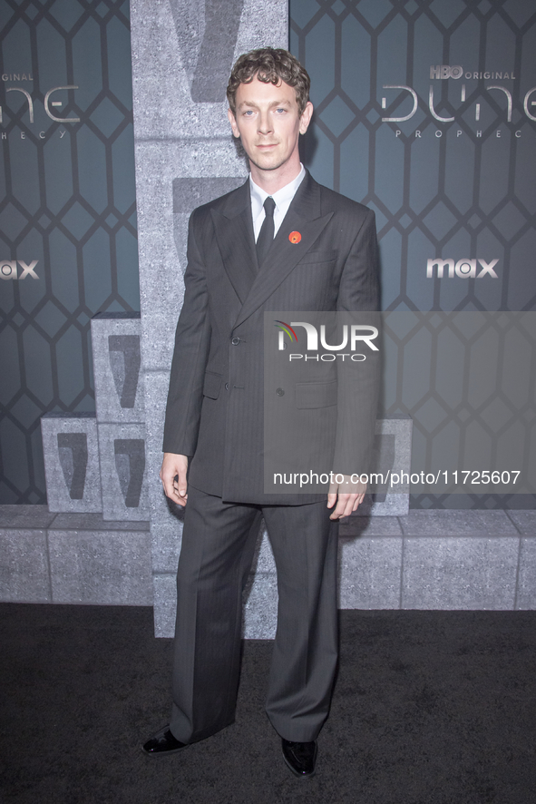 Edward Davis attends the world premiere of HBO's ''Dune: Prophecy'' at Jazz at Lincoln Center in New York, USA, on October 30, 2024. 