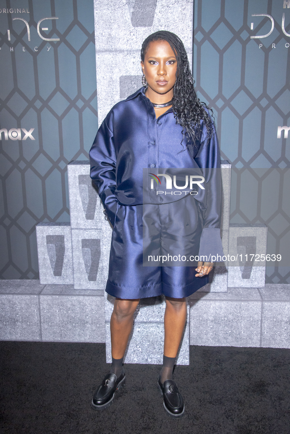 Jade Anouka attends the world premiere of HBO's ''Dune: Prophecy'' at Jazz at Lincoln Center in New York, USA, on October 30, 2024. 