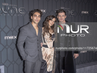 Josh Heuston, Sarah-Sofie Boussnina, and Chris Mason attend the world premiere of HBO's ''Dune: Prophecy'' at Jazz at Lincoln Center in New...