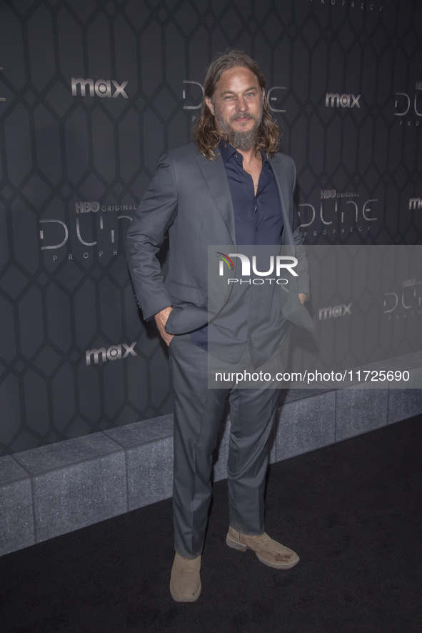 Travis Fimmel attends the world premiere of HBO's ''Dune: Prophecy'' at Jazz at Lincoln Center in New York, USA, on October 30, 2024. 