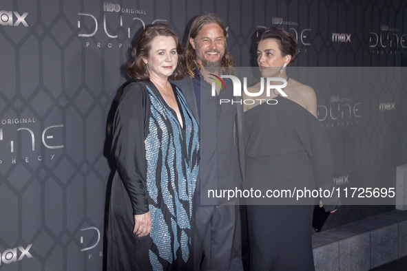 Emily Watson, Travis Fimmel, and Olivia Williams attend the world premiere of HBO's ''Dune: Prophecy'' at Jazz at Lincoln Center in New York...