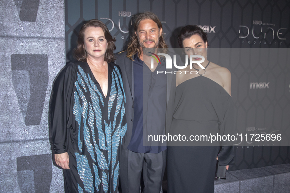 Emily Watson, Travis Fimmel, and Olivia Williams attend the world premiere of HBO's ''Dune: Prophecy'' at Jazz at Lincoln Center in New York...