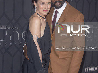 Olivia Williams and Rhashan Stone attend the world premiere of HBO's ''Dune: Prophecy'' at Jazz at Lincoln Center in New York, USA, on Octob...