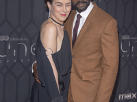 Olivia Williams and Rhashan Stone attend the world premiere of HBO's ''Dune: Prophecy'' at Jazz at Lincoln Center in New York, USA, on Octob...