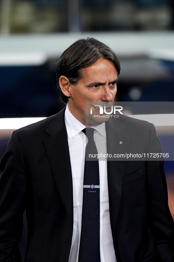 Simone Inzaghi head coach of FC Internazionale looks on during the Serie A Enilive match between Empoli FC and FC Internazionale at Stadio C...