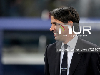 Simone Inzaghi head coach of FC Internazionale looks on during the Serie A Enilive match between Empoli FC and FC Internazionale at Stadio C...