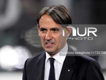 Simone Inzaghi head coach of FC Internazionale looks on during the Serie A Enilive match between Empoli FC and FC Internazionale at Stadio C...