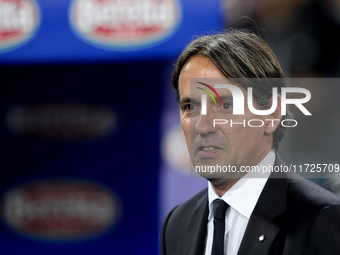 Simone Inzaghi head coach of FC Internazionale looks on during the Serie A Enilive match between Empoli FC and FC Internazionale at Stadio C...