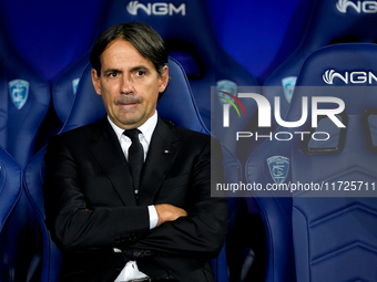 Simone Inzaghi head coach of FC Internazionale looks on during the Serie A Enilive match between Empoli FC and FC Internazionale at Stadio C...