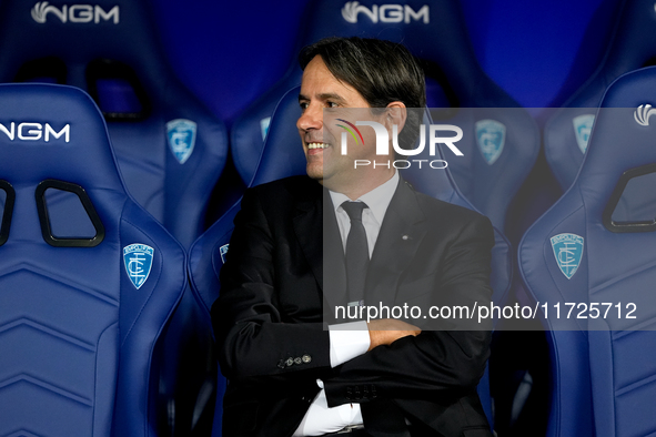 Simone Inzaghi head coach of FC Internazionale looks on during the Serie A Enilive match between Empoli FC and FC Internazionale at Stadio C...