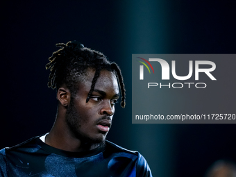 Yann Aurel Bisseck of FC Internazionale looks on during the Serie A Enilive match between Empoli FC and FC Internazionale at Stadio Carlo Ca...