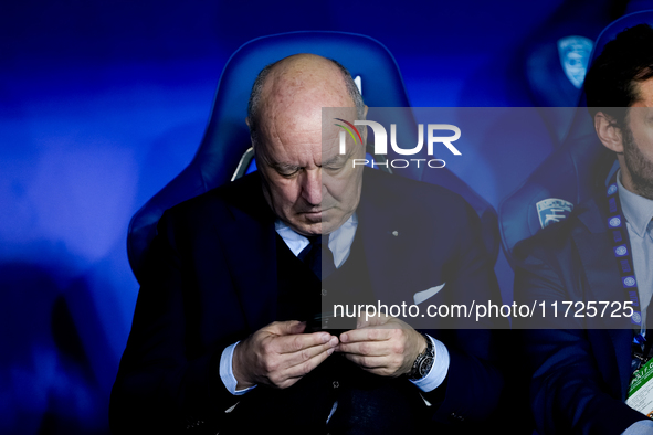 Giuseppe Marotta chairman of FC Internazionale takes a look on the phone during the Serie A Enilive match between Empoli FC and FC Internazi...