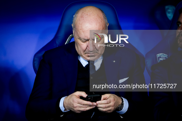 Giuseppe Marotta chairman of FC Internazionale takes a look on the phone during the Serie A Enilive match between Empoli FC and FC Internazi...