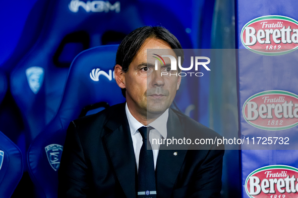 Simone Inzaghi head coach of FC Internazionale looks on during the Serie A Enilive match between Empoli FC and FC Internazionale at Stadio C...