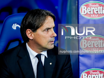 Simone Inzaghi head coach of FC Internazionale looks on during the Serie A Enilive match between Empoli FC and FC Internazionale at Stadio C...