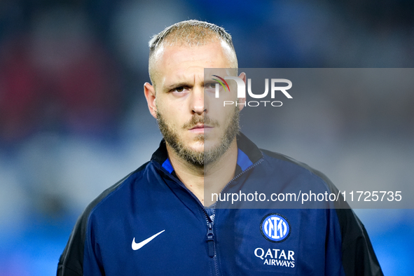 Federico Dimarco of FC Internazionale looks on during the Serie A Enilive match between Empoli FC and FC Internazionale at Stadio Carlo Cast...