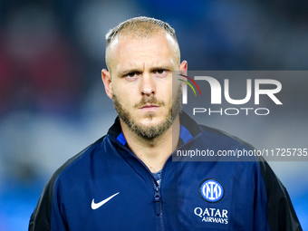 Federico Dimarco of FC Internazionale looks on during the Serie A Enilive match between Empoli FC and FC Internazionale at Stadio Carlo Cast...