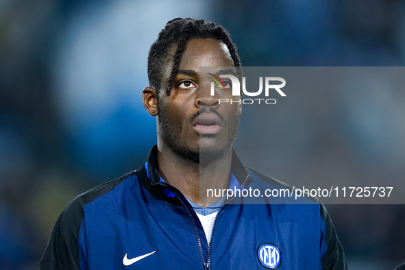 Yann Aurel Bisseck of FC Internazionale looks on during the Serie A Enilive match between Empoli FC and FC Internazionale at Stadio Carlo Ca...