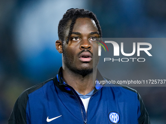 Yann Aurel Bisseck of FC Internazionale looks on during the Serie A Enilive match between Empoli FC and FC Internazionale at Stadio Carlo Ca...