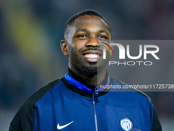 Marcus Thuram of FC Internazionale looks on during the Serie A Enilive match between Empoli FC and FC Internazionale at Stadio Carlo Castell...