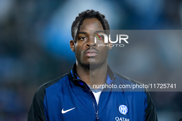 Yann Aurel Bisseck of FC Internazionale looks on during the Serie A Enilive match between Empoli FC and FC Internazionale at Stadio Carlo Ca...