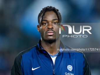 Yann Aurel Bisseck of FC Internazionale looks on during the Serie A Enilive match between Empoli FC and FC Internazionale at Stadio Carlo Ca...