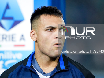 Lautaro Martinez of FC Internazionale looks on during the Serie A Enilive match between Empoli FC and FC Internazionale at Stadio Carlo Cast...