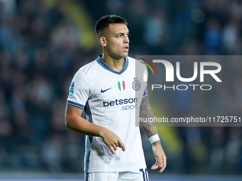 Lautaro Martinez of FC Internazionale looks on during the Serie A Enilive match between Empoli FC and FC Internazionale at Stadio Carlo Cast...