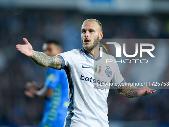 Federico Dimarco of FC Internazionale gestures during the Serie A Enilive match between Empoli FC and FC Internazionale at Stadio Carlo Cast...