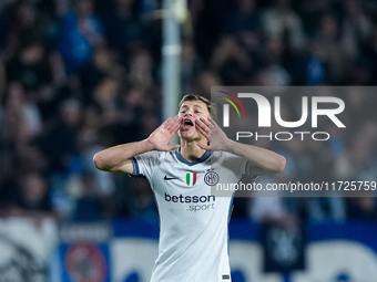 Nicolo' Barella of FC Internazionale yells during the Serie A Enilive match between Empoli FC and FC Internazionale at Stadio Carlo Castella...