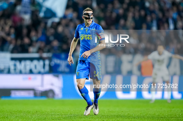 Ardian Ismajli of Empoli FC looks on during the Serie A Enilive match between Empoli FC and FC Internazionale at Stadio Carlo Castellani on...