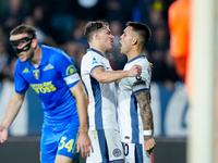 Lautaro Martinez of FC Internazionale celebrates with Nicolo' Barella after scoring third goal during the Serie A Enilive match between Empo...