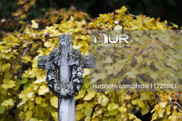 A view of the Rakowicki Cemetery a day ahead of the All Saints Day in Krakow, Poland on October 31, 2024. 