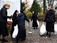 Nuns walk at the Rakowicki Cemetery a day ahead of the All Saints Day in Krakow, Poland on October 31, 2024. (