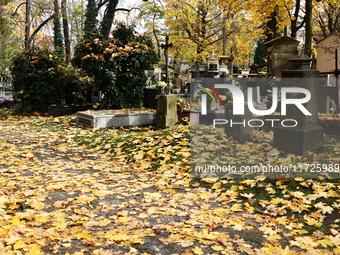 A view of the Rakowicki Cemetery a day ahead of the All Saints Day in Krakow, Poland on October 31, 2024. (