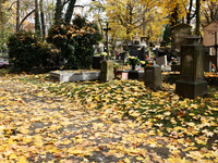 A view of the Rakowicki Cemetery a day ahead of the All Saints Day in Krakow, Poland on October 31, 2024. (