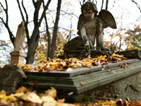 A view of the Rakowicki Cemetery a day ahead of the All Saints Day in Krakow, Poland on October 31, 2024. (