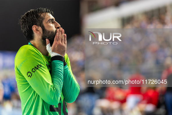 Rodrigo Corrales Rodal  is playing during the match EHF Champions League Men match between  Orlen Wisla Plock and Veszprem HC in Plock, Pola...