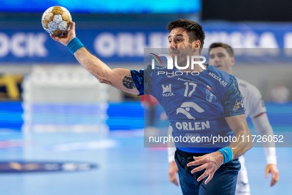 Abel Sergio Guntin  is playing during the match EHF Champions League Men match between  Orlen Wisla Plock and Veszprem HC in Plock, Poland o...