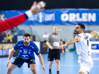 Hugo Descat  is playing during the match EHF Champions League Men match between  Orlen Wisla Plock and Veszprem HC in Plock, Poland on Octob...